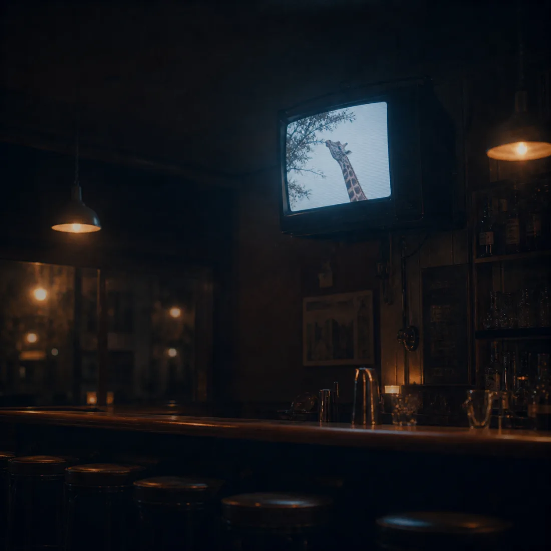 Old Tv On Bar Wall