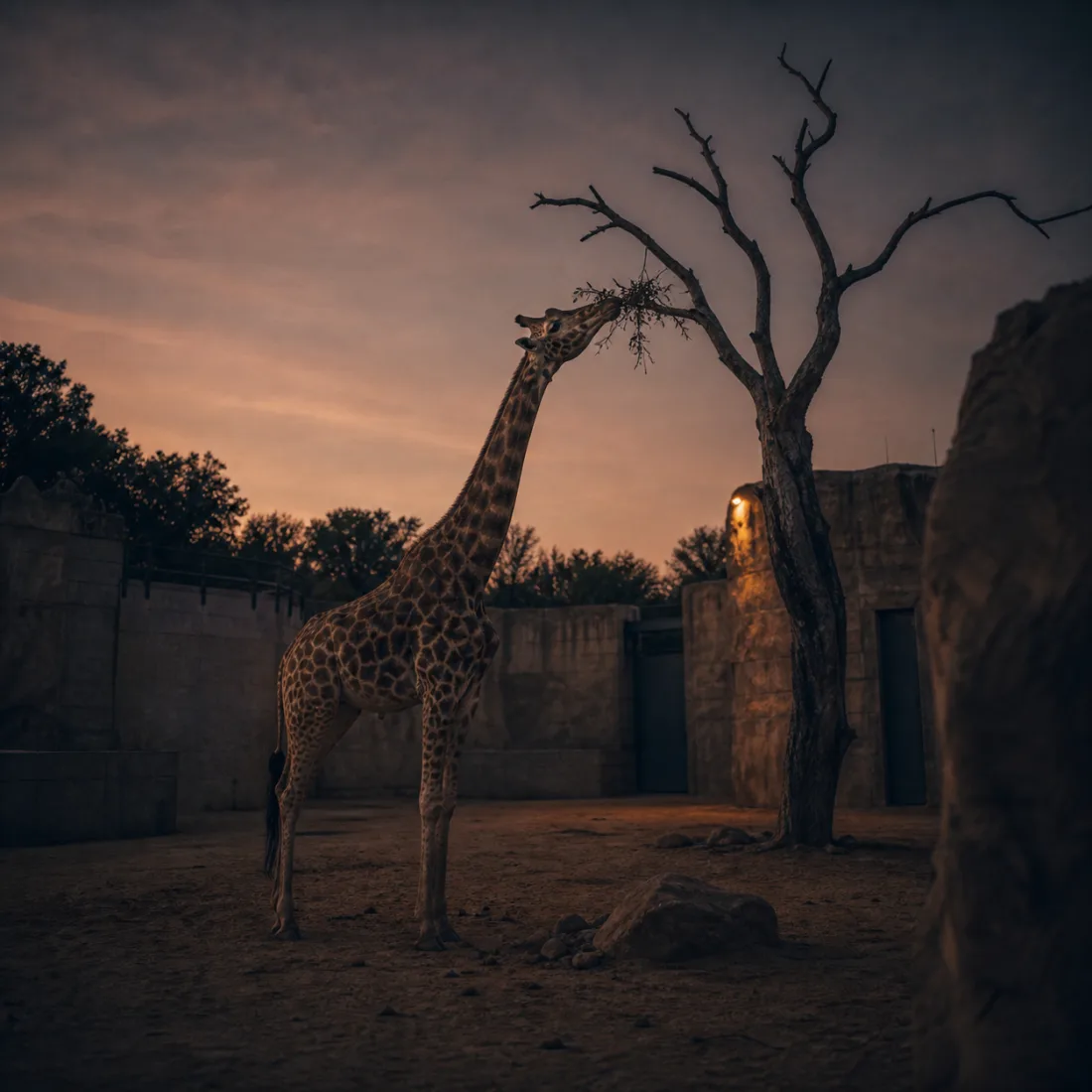Giraffe Eating Leaves