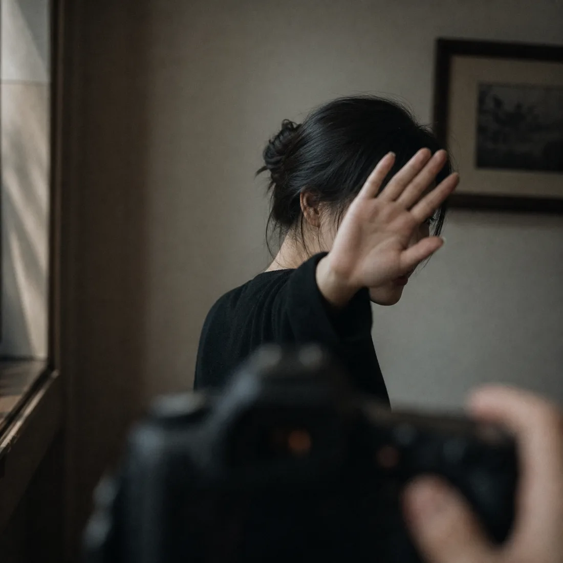 Woman Refusing Camera